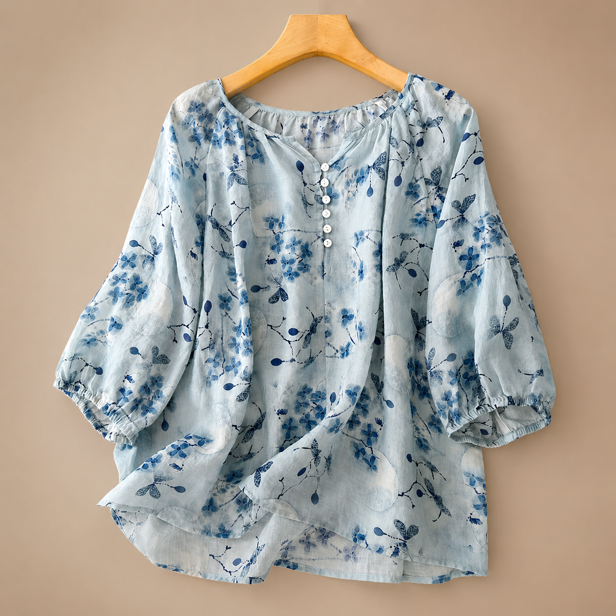 Lillian Floral Cotton Linen Blouse