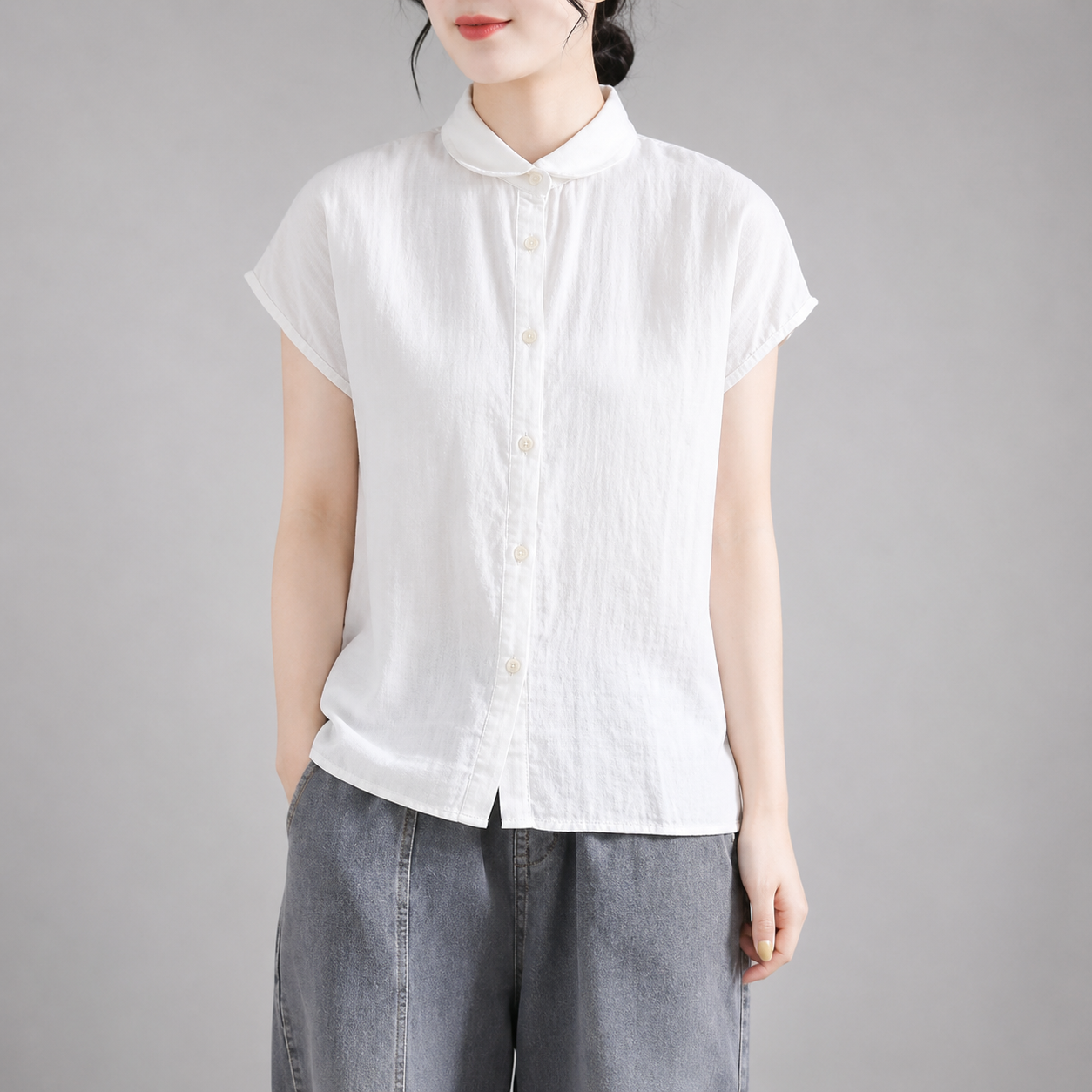 Delphine Cotton Linen Button Blouse