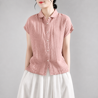 Delphine Cotton Linen Button Blouse