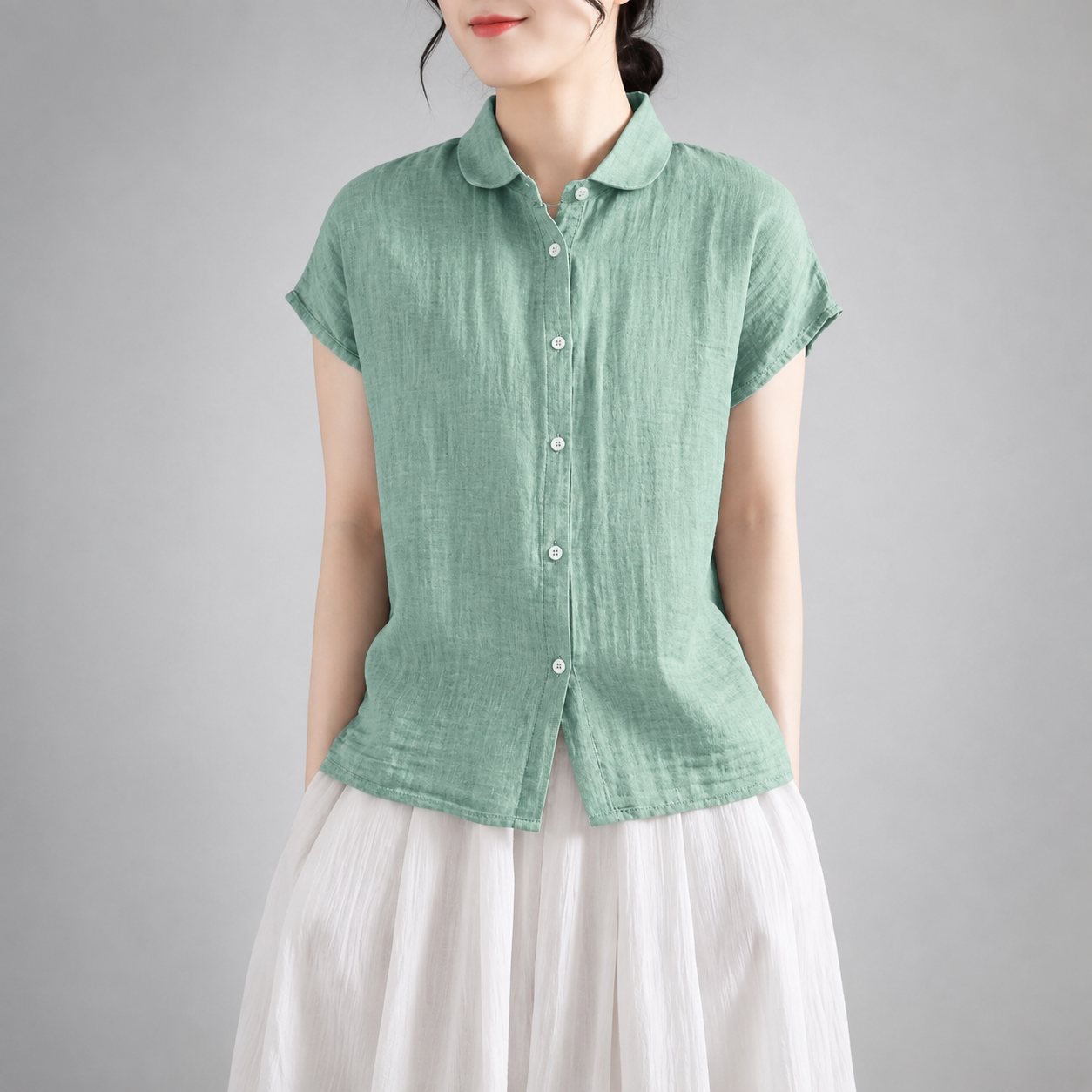 Delphine Cotton Linen Button Blouse