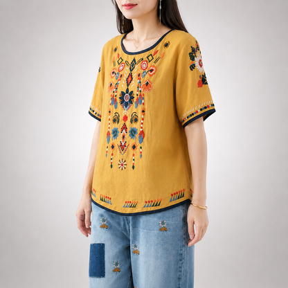 Melina Cotton Linen Blouse