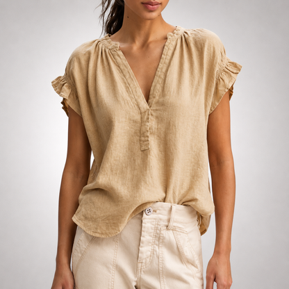 Cecelia Ruffle Linen Blouse