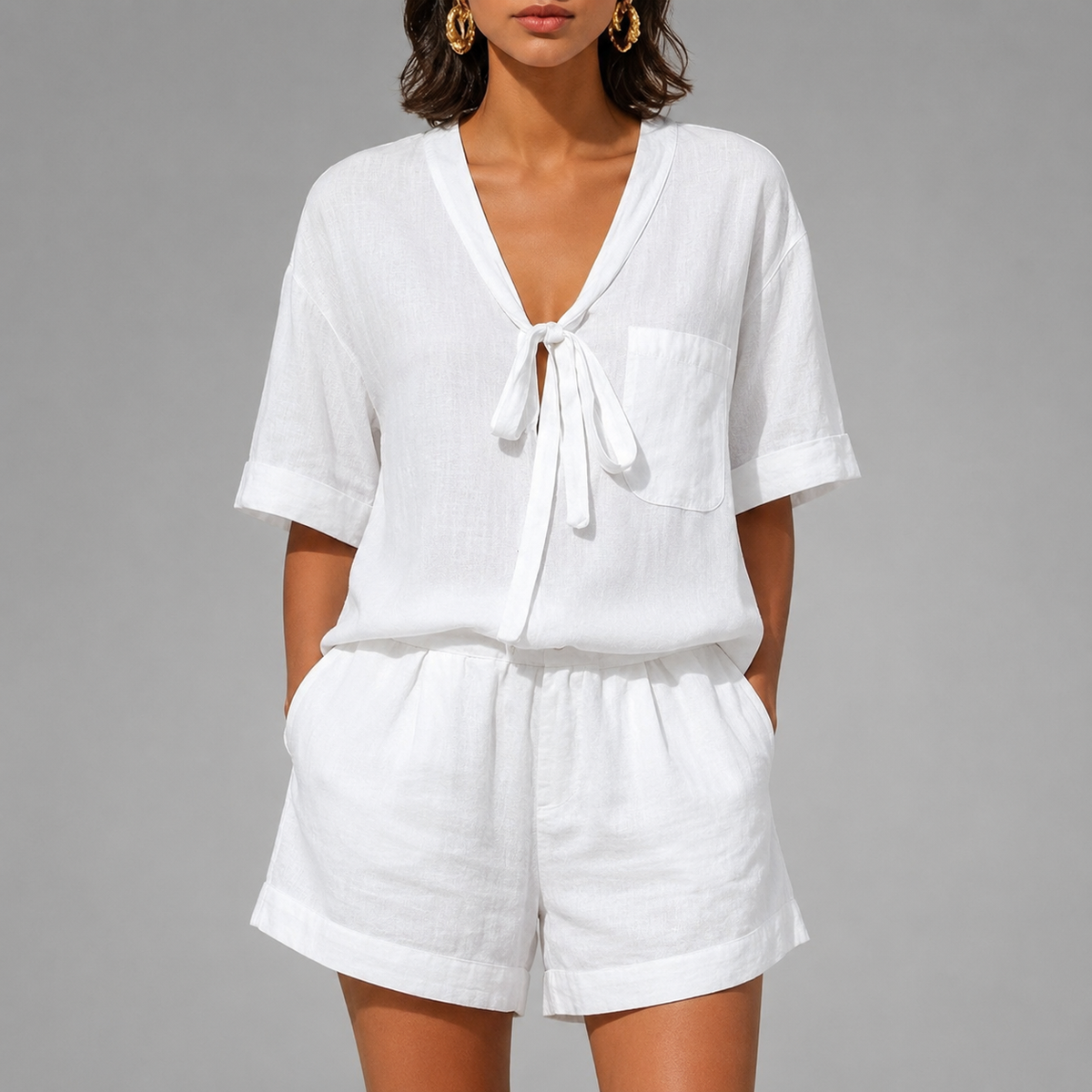 Sorella Linen Tie-Front Set