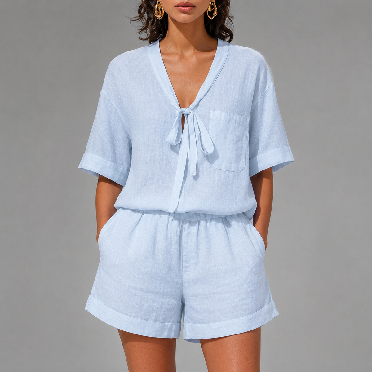 Sorella Linen Tie-Front Set