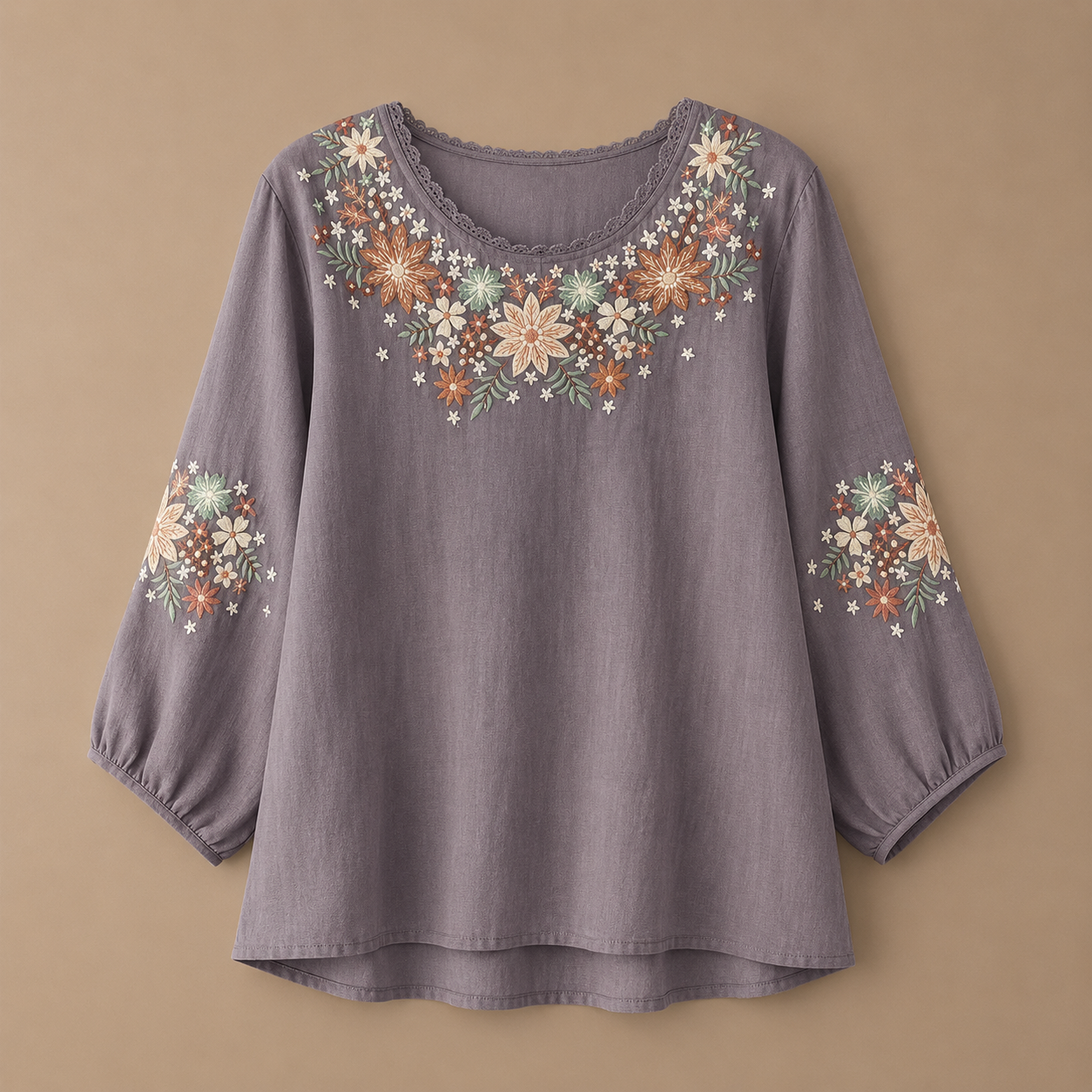 Liora Floral Cotton Linen Blouse