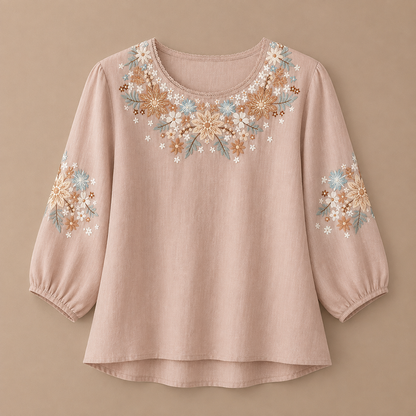 Liora Floral Cotton Linen Blouse