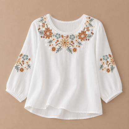 Liora Floral Cotton Linen Blouse