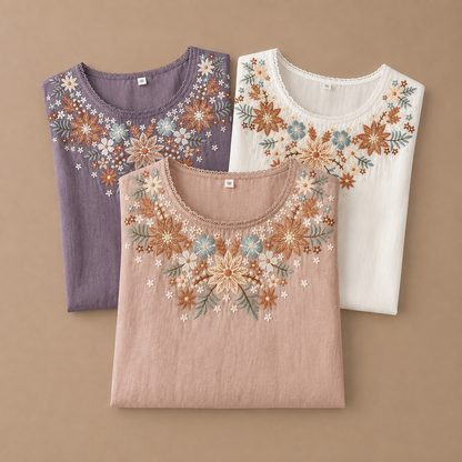Liora Floral Cotton Linen Blouse