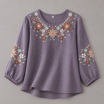 Liora Floral Cotton Linen Blouse