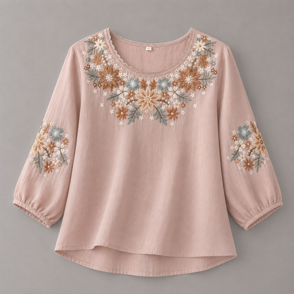 Liora Floral Cotton Linen Blouse