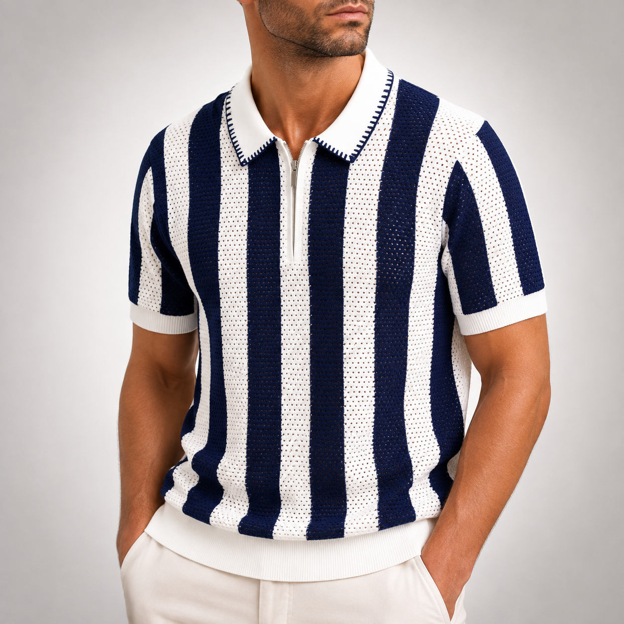 Gianni Striped Knit Polo
