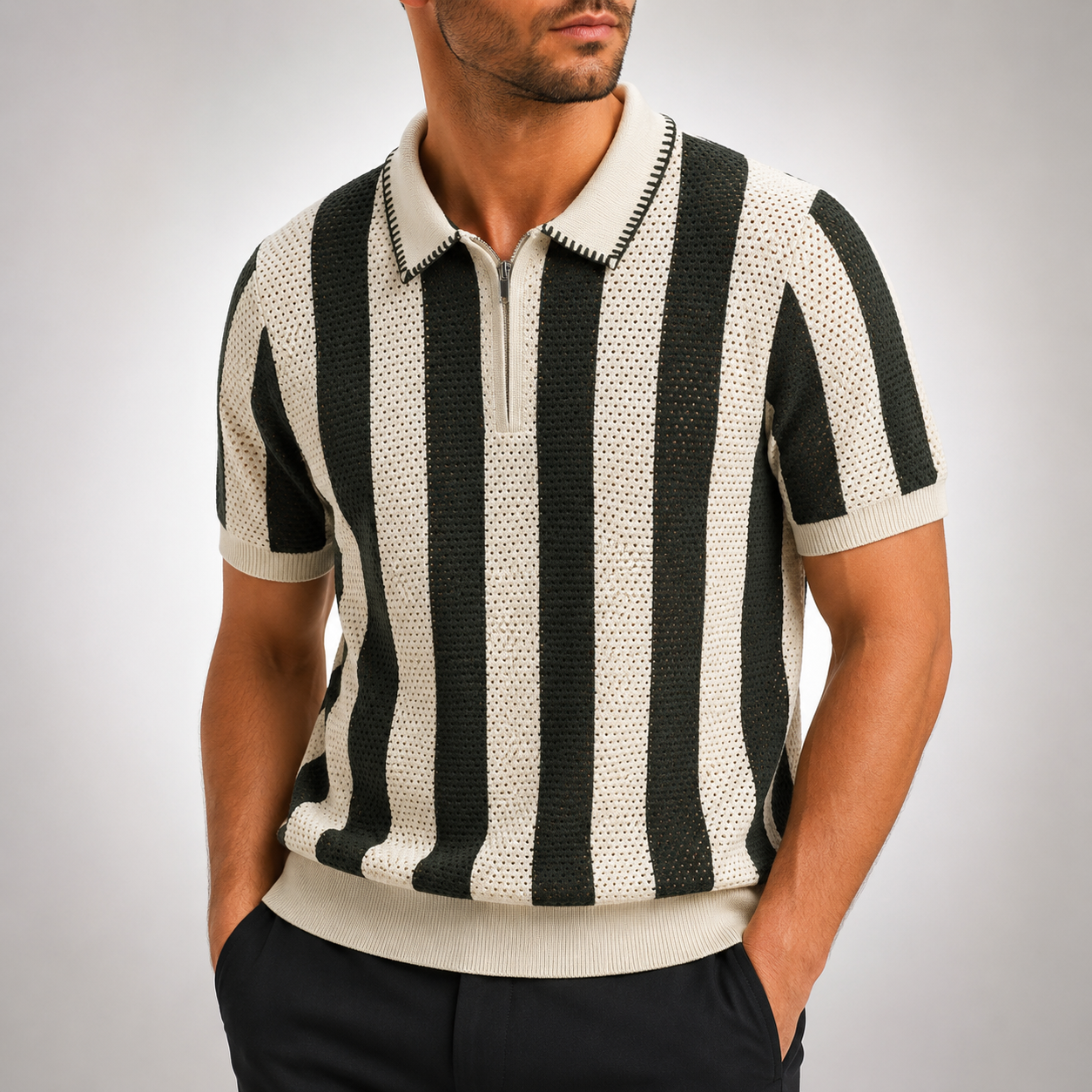 Gianni Striped Knit Polo