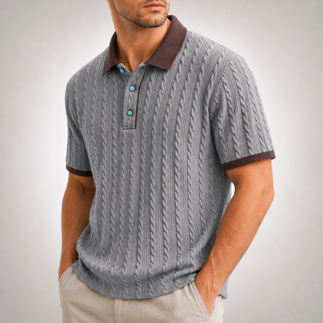 Matteo Cable Knit Polo