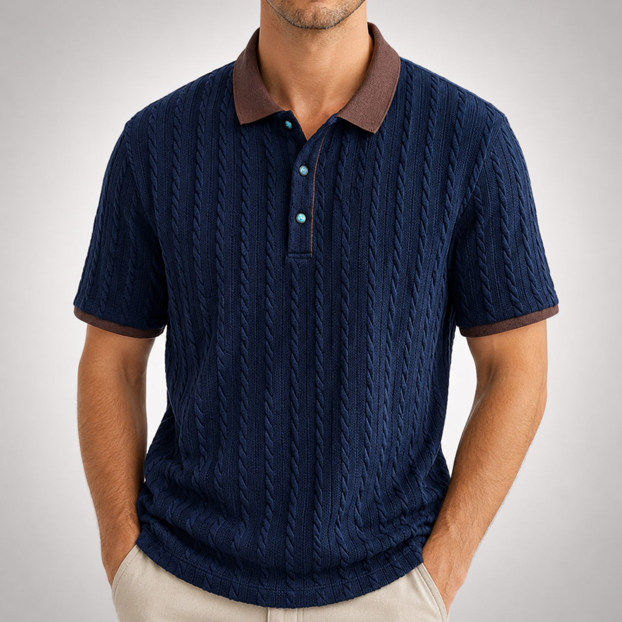 Matteo Cable Knit Polo