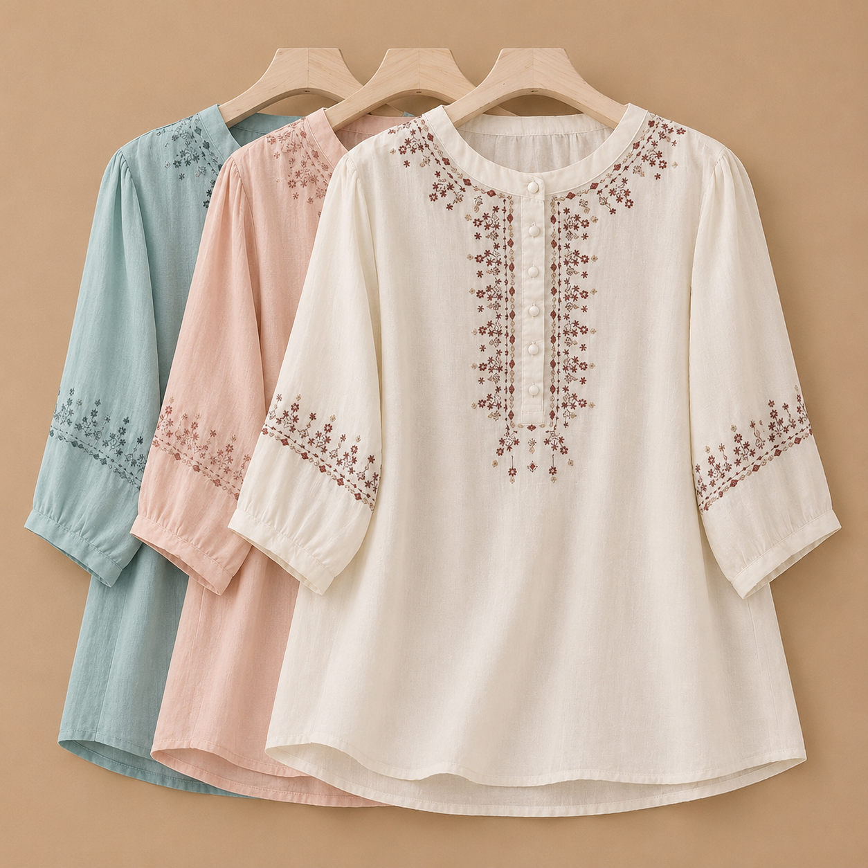 Lisette Embroidered Cotton Linen Blouse