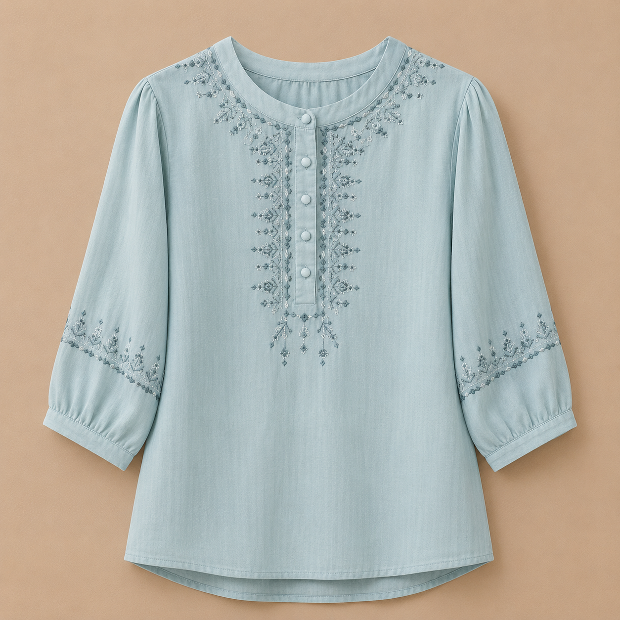Lisette Embroidered Cotton Linen Blouse