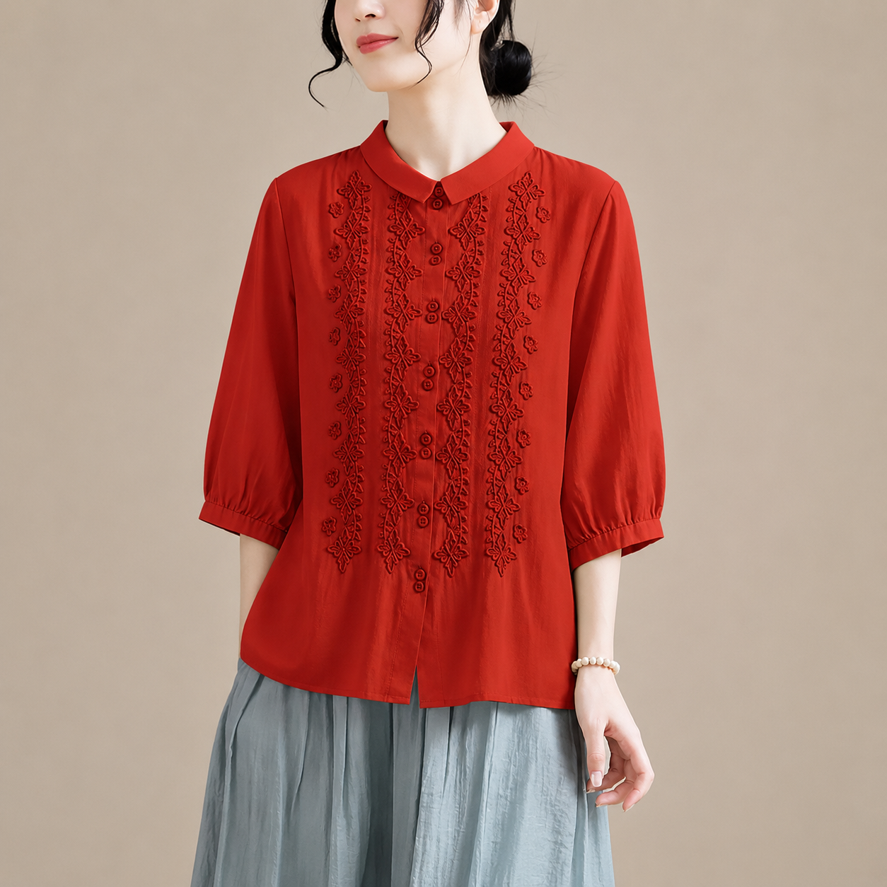 Corinne Cotton Linen Blouse