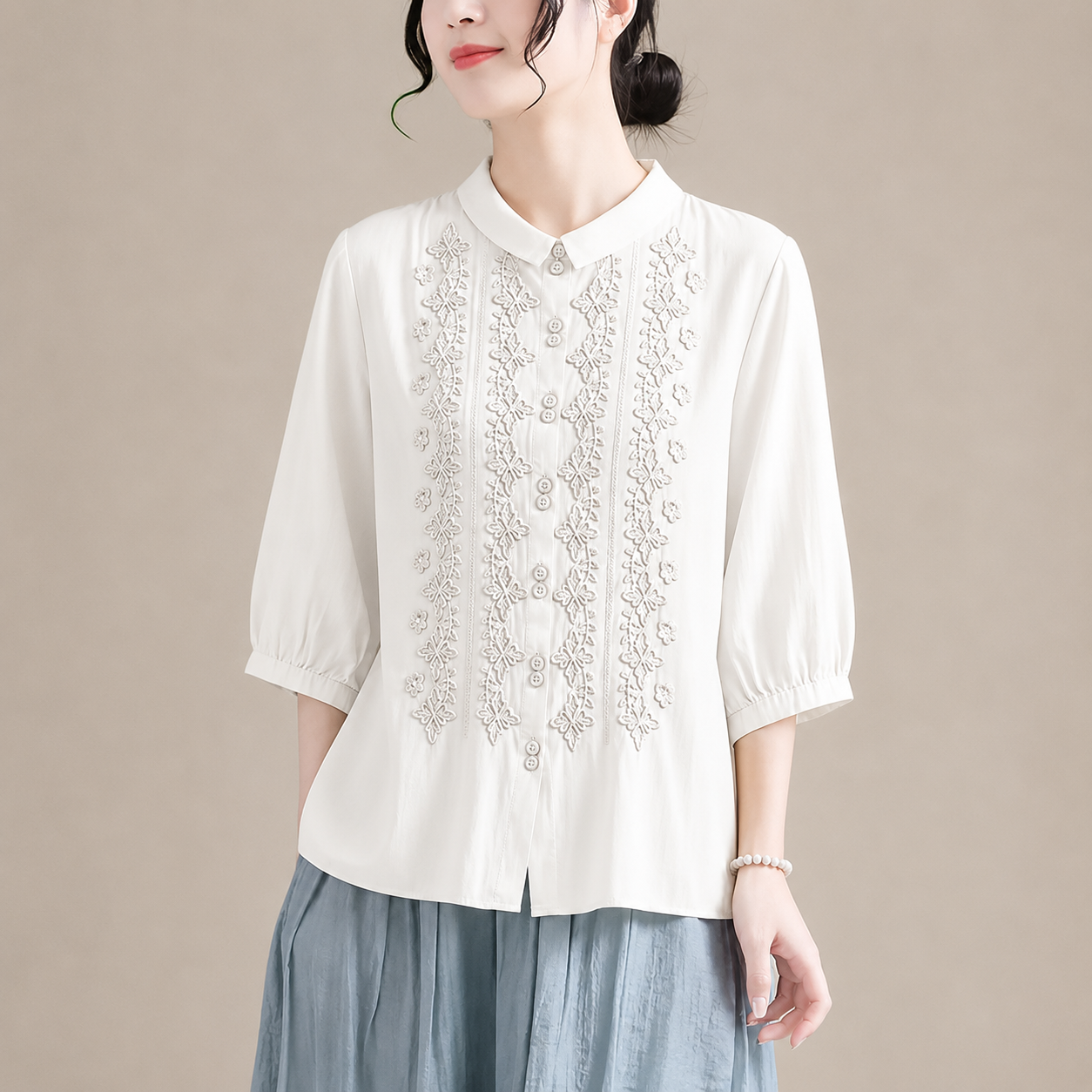 Corinne Cotton Linen Blouse