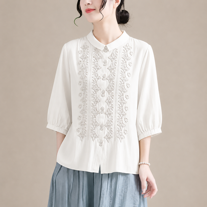 Corinne Cotton Linen Blouse