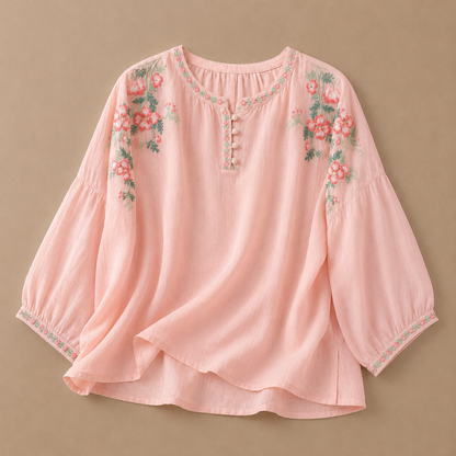 Marielle Floral Cotton Linen Blouse