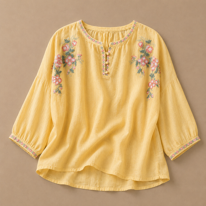 Marielle Floral Cotton Linen Blouse