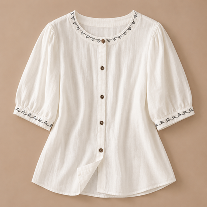 Solenne Cotton Linen Blouse