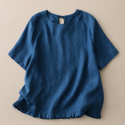 Maren Cotton Linen Ruffle Top
