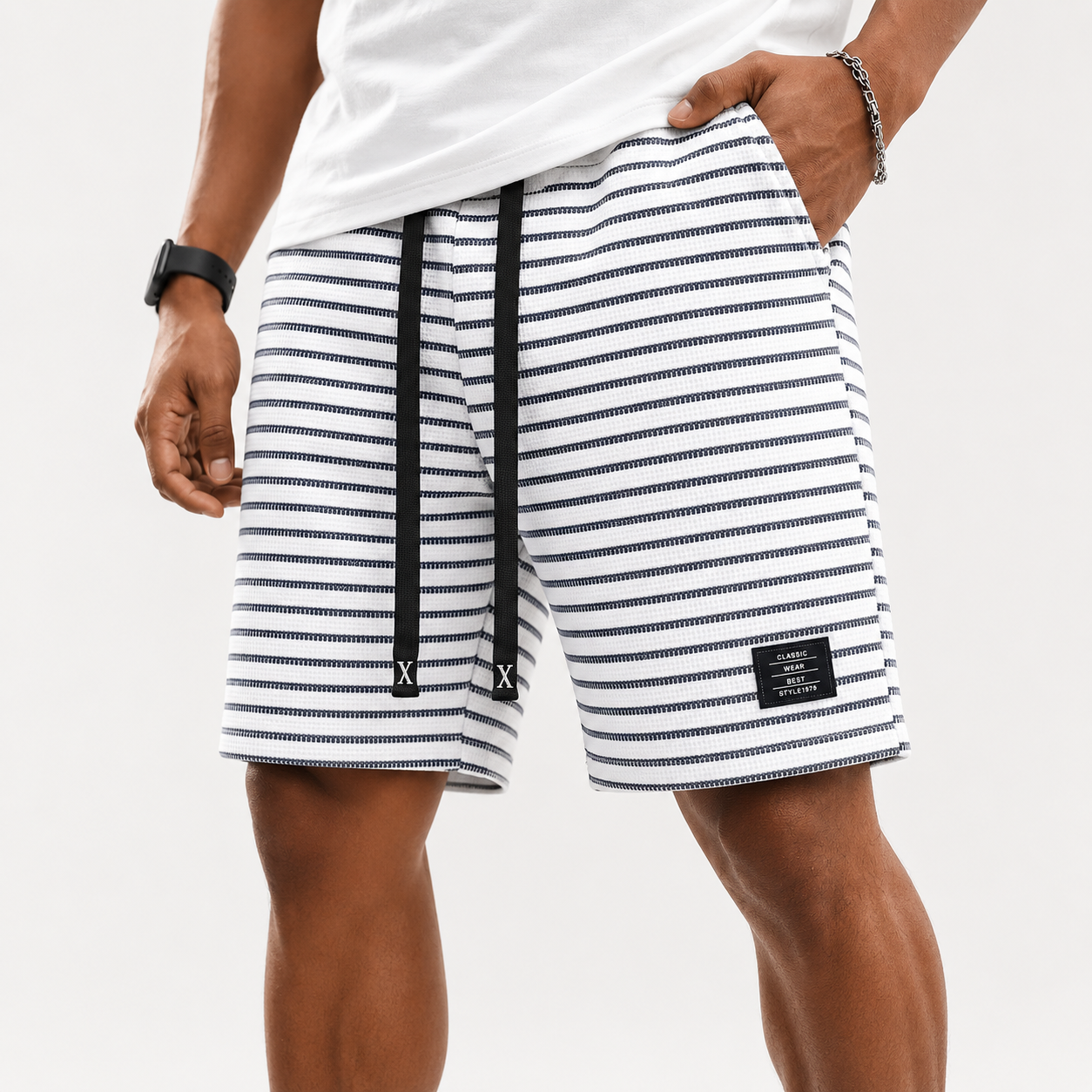 Luca Striped Waffle Knit Shorts