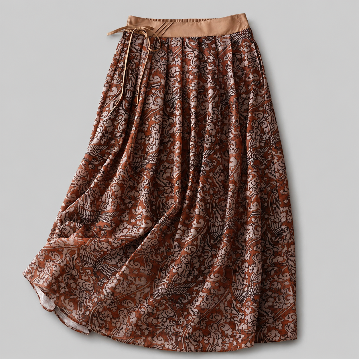 Adeline Floral Cotton Linen Midi Skirt