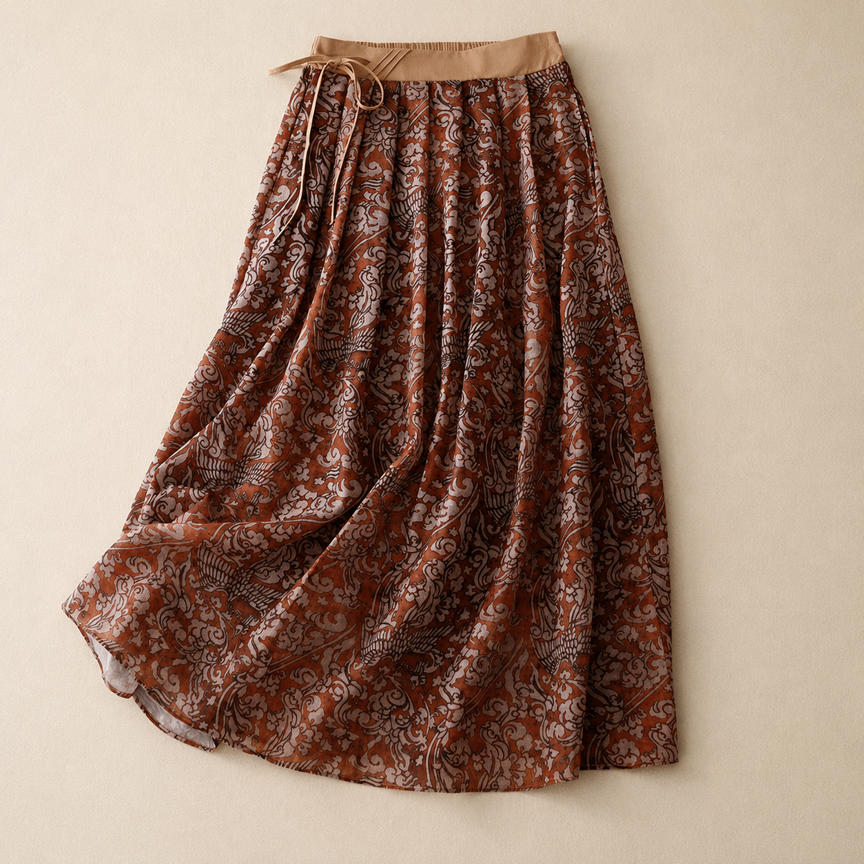 Adeline Floral Cotton Linen Midi Skirt