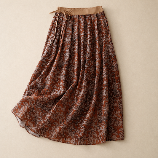 Adeline Floral Cotton Linen Midi Skirt