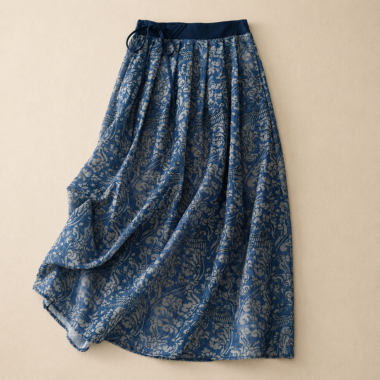 Adeline Floral Cotton Linen Midi Skirt