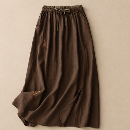 Elowen Cotton Linen Midi Skirt