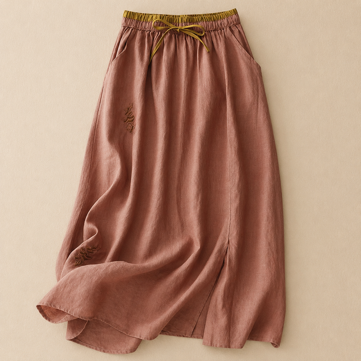 Elowen Cotton Linen Midi Skirt