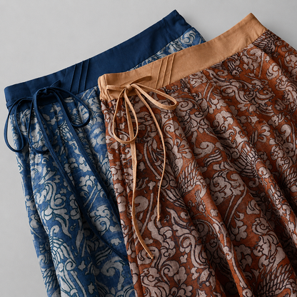 Adeline Floral Cotton Linen Midi Skirt
