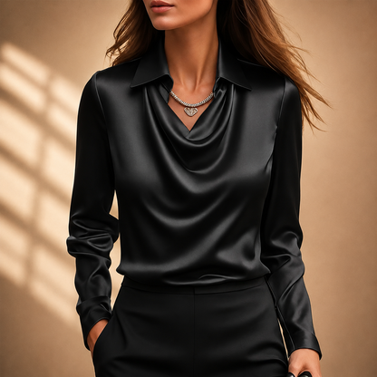 Celeste Satin Draped Blouse