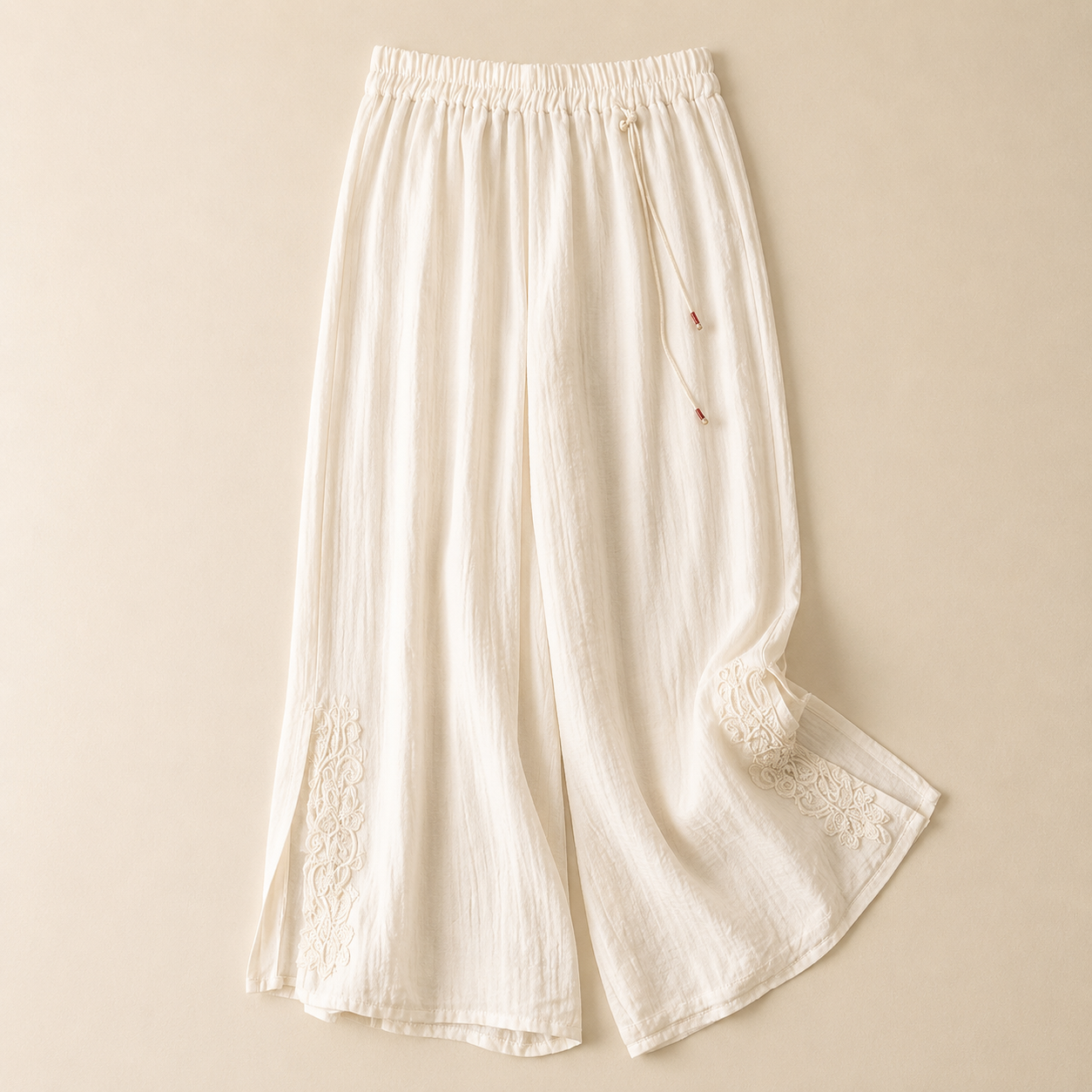 Camille Embroidered Cotton Linen Pants