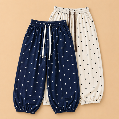 Elodie Cotton Linen Polka Pants