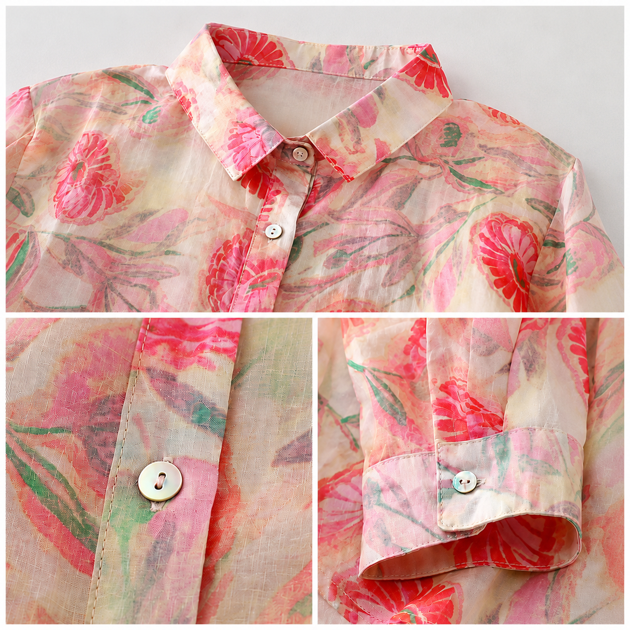 Aria Floral Cotton Linen Button Shirt