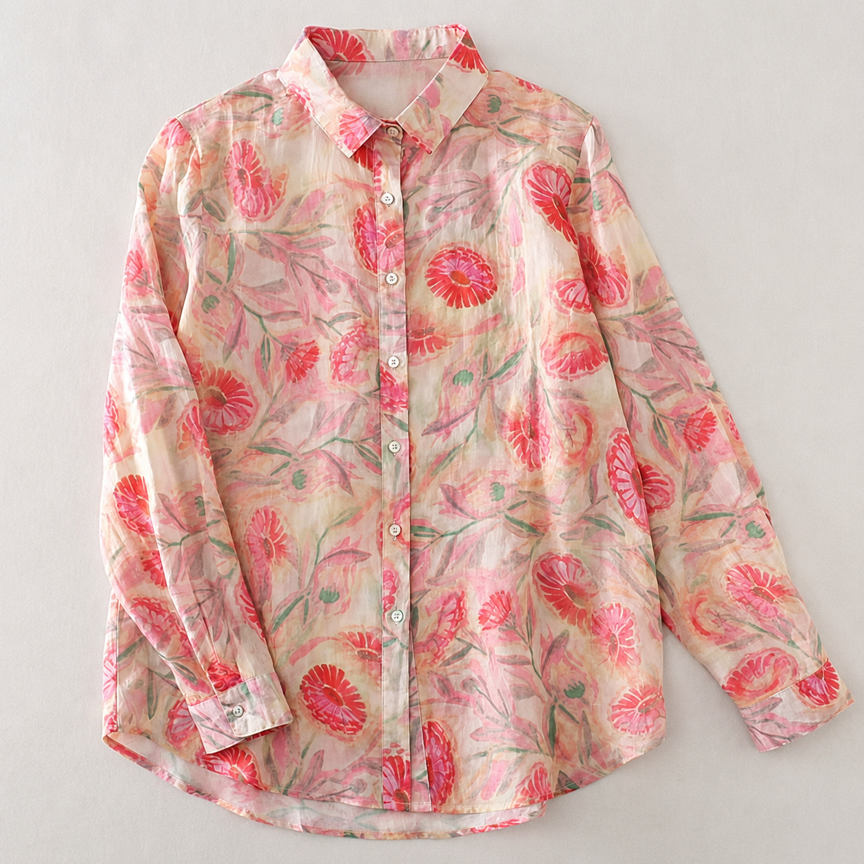 Aria Floral Cotton Linen Button Shirt