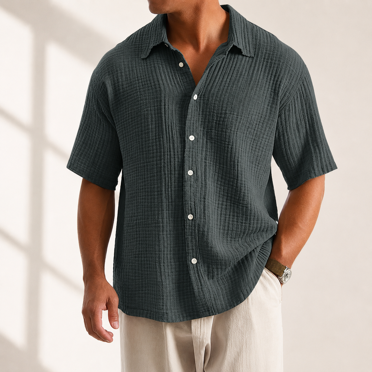 Weston Textured Button-Up