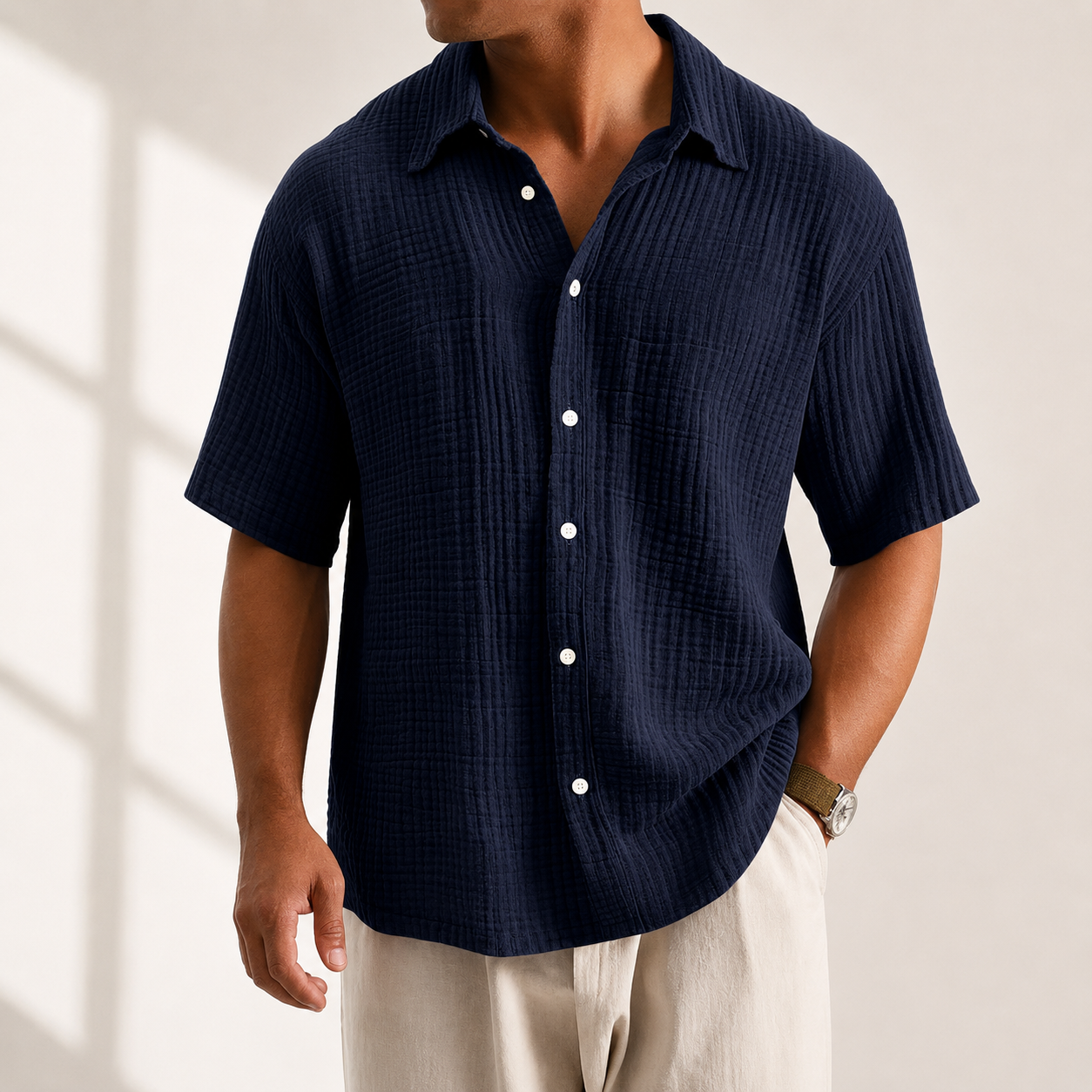 Weston Textured Button-Up