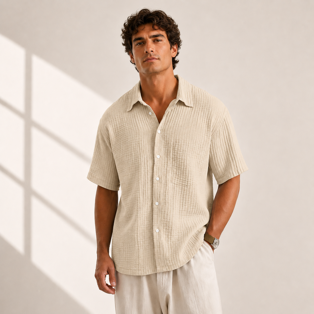 Weston Textured Button-Up