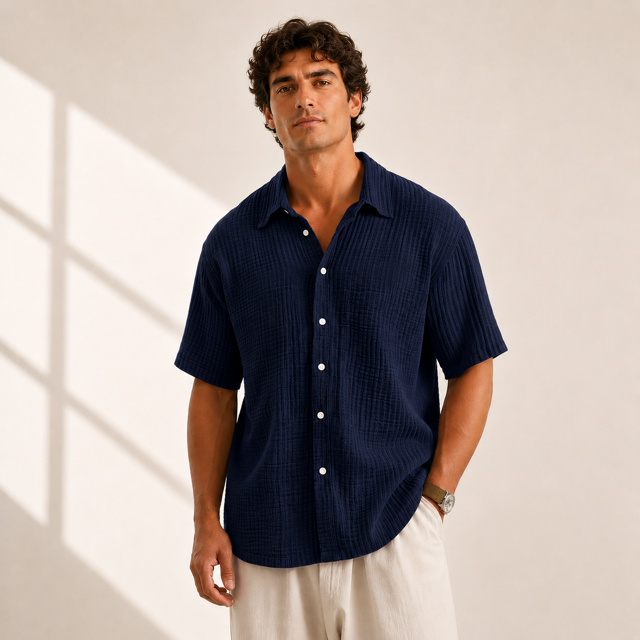 Weston Textured Button-Up