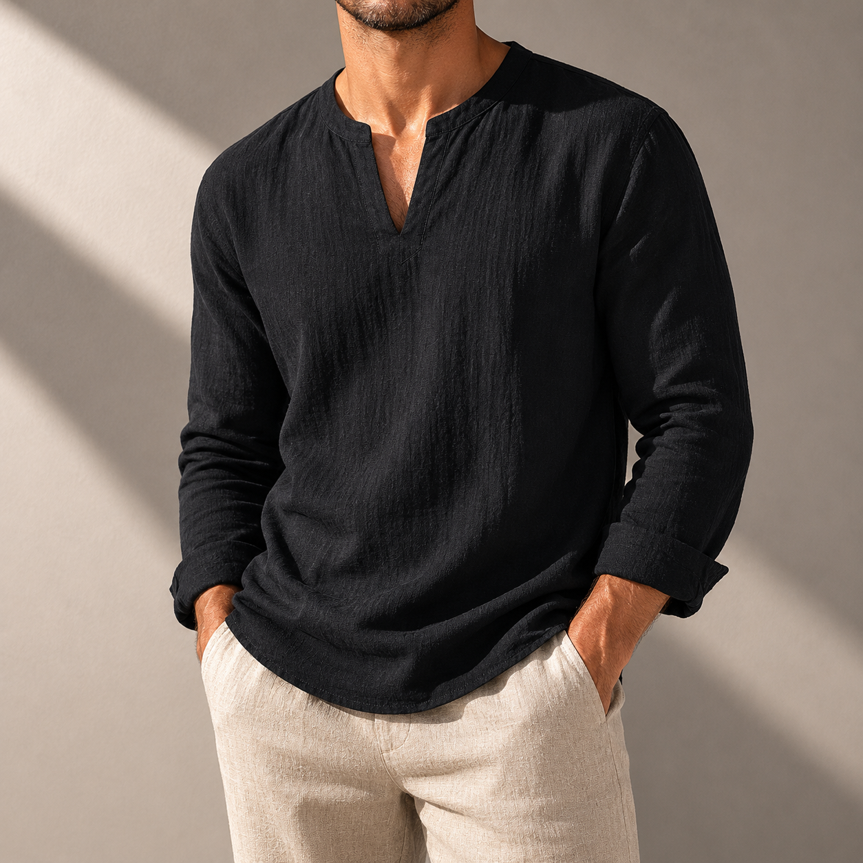 Luca Cotton Linen Long Sleeve Shirt