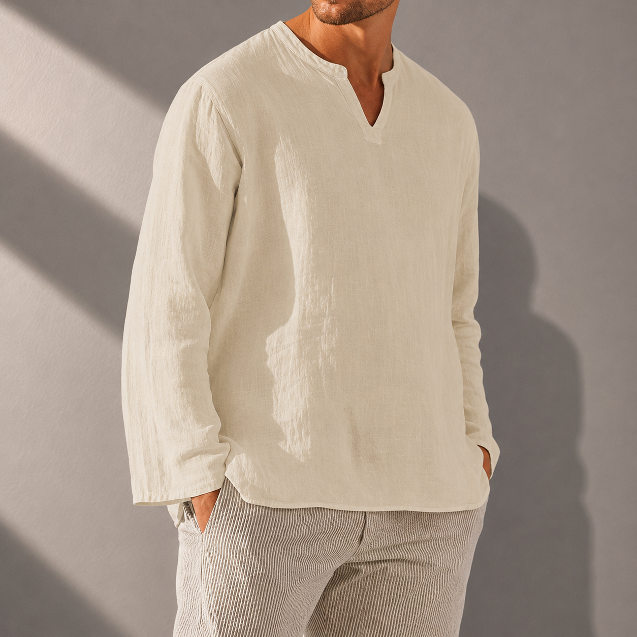 Luca Cotton Linen Long Sleeve Shirt
