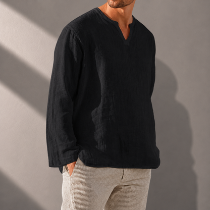 Luca Cotton Linen Long Sleeve Shirt
