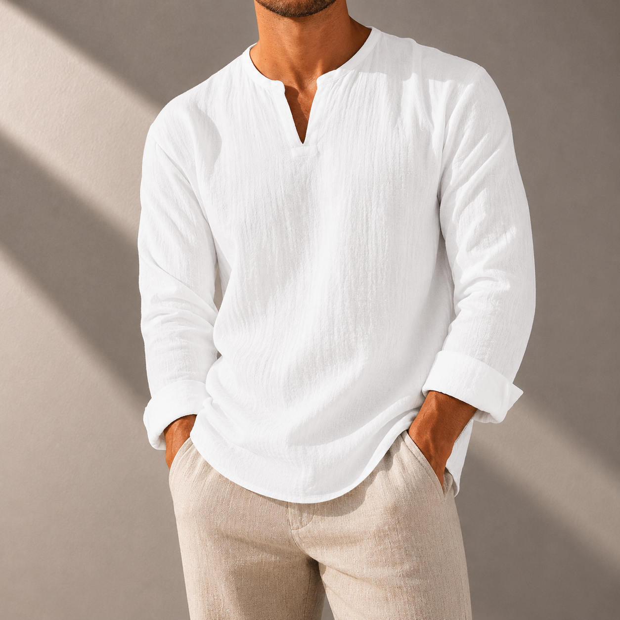 Luca Cotton Linen Long Sleeve Shirt