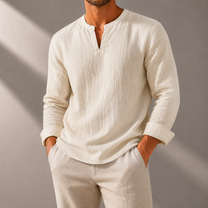 Luca Cotton Linen Long Sleeve Shirt