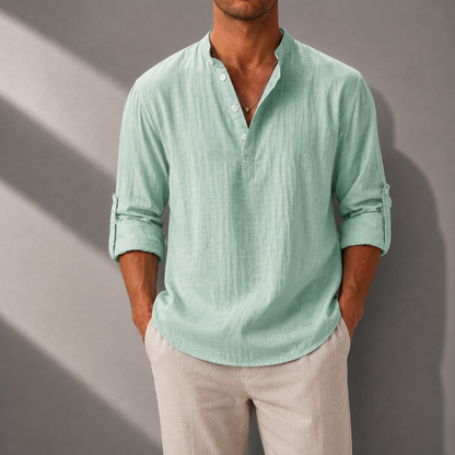 Matteo Cotton Linen Henley Shirt
